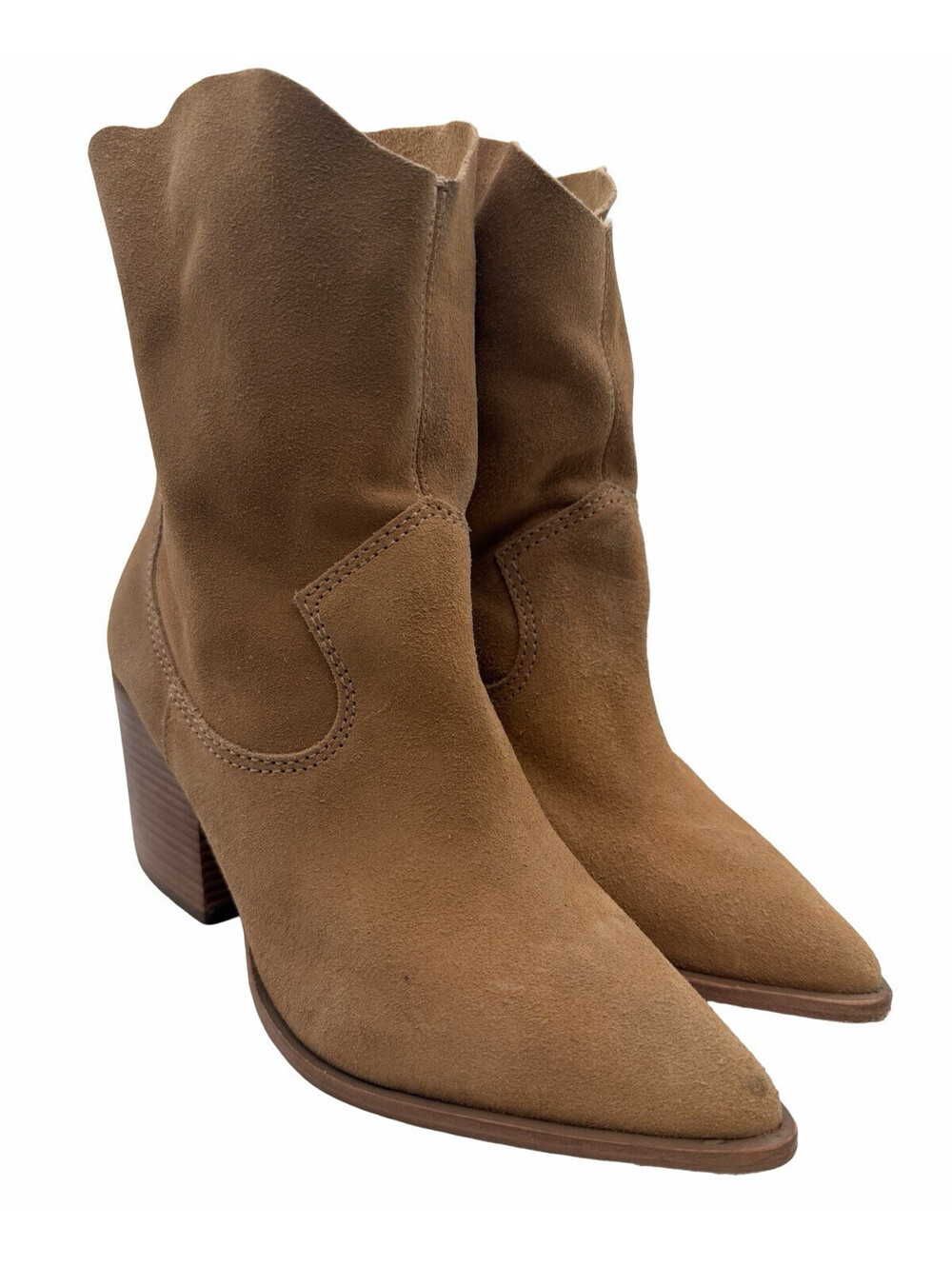 Schutz Suede Leather Ankle Western Boots Tan Size US 8 B